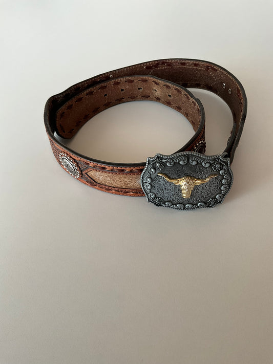 Bull Buckle Western Belt