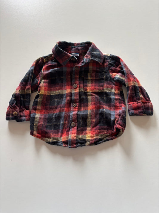 Dark Red Plaid Flannel Shirt