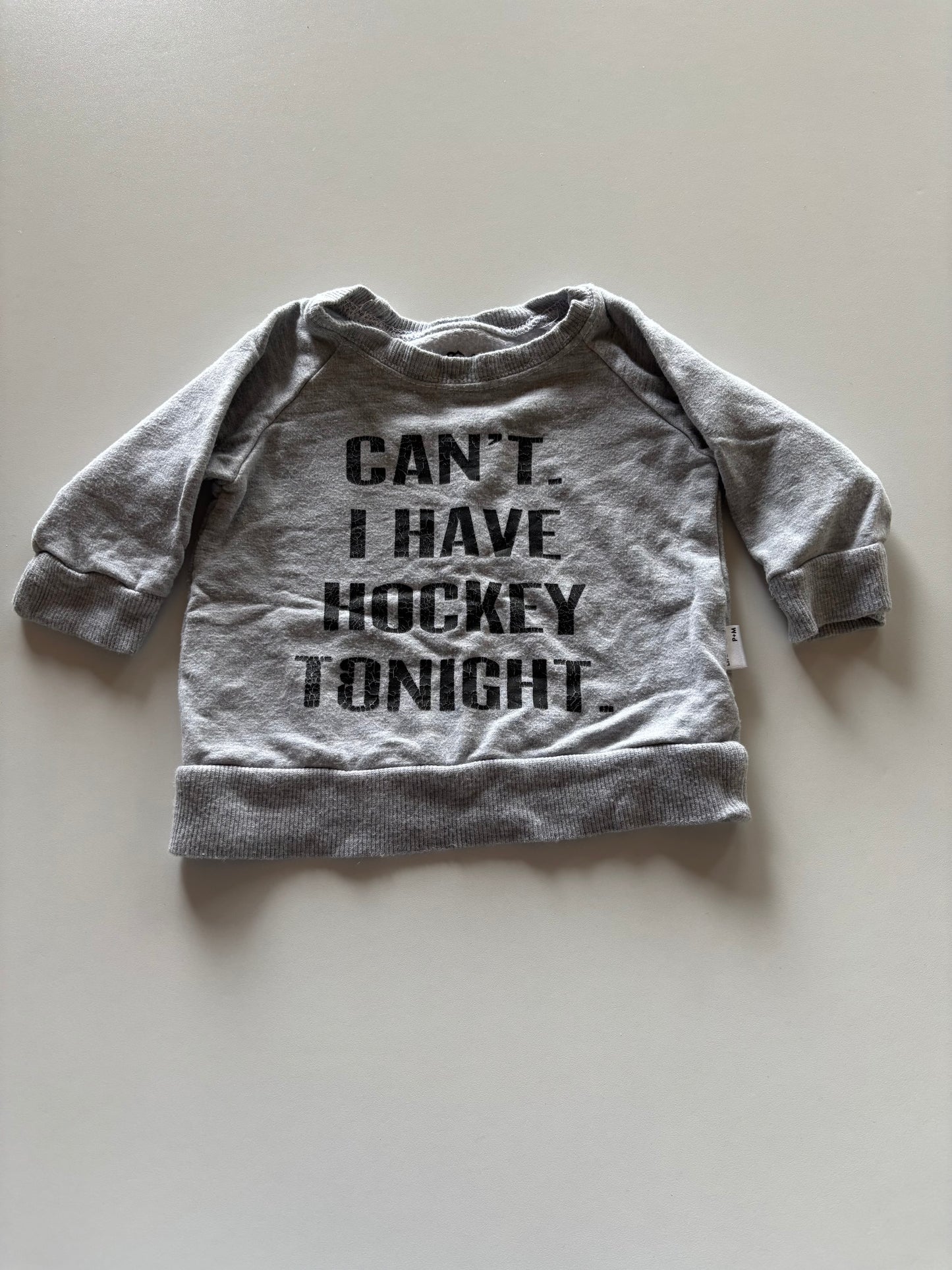 Grey Can't Talk Hockey Crewneck Sweater
