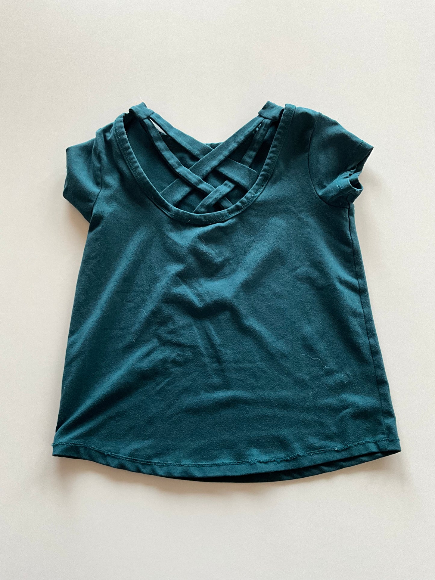 Criss Cross Teal Tee