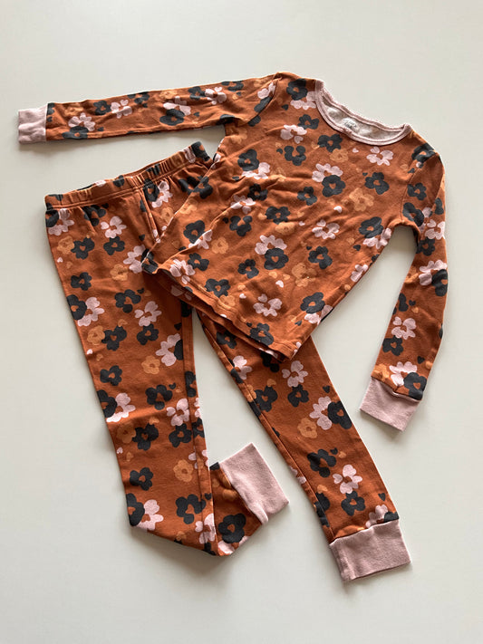 2pc Brown Floral Pajamas