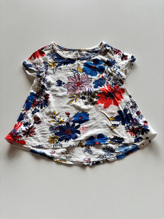 White Large Floral Tee