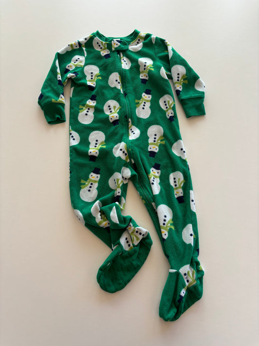 Green Fleece Snowmen Sleeper