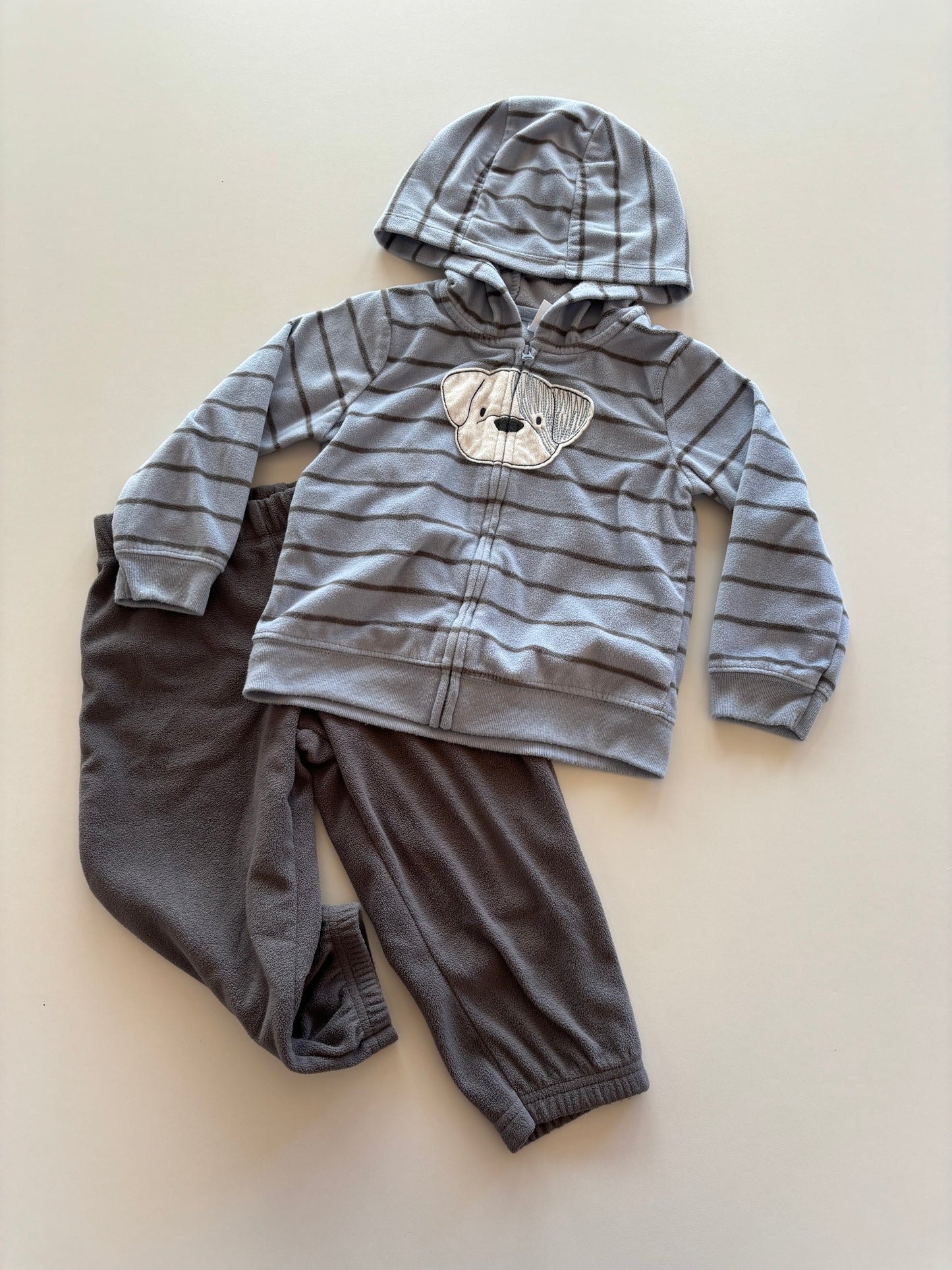 2pc Blue & Grey Fleece Dog Outfit