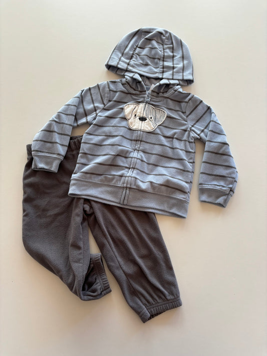 2pc Blue & Grey Fleece Dog Outfit