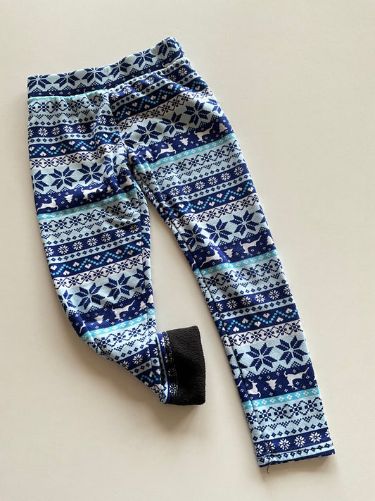 Fleece Lined Blue Patterned Leggings