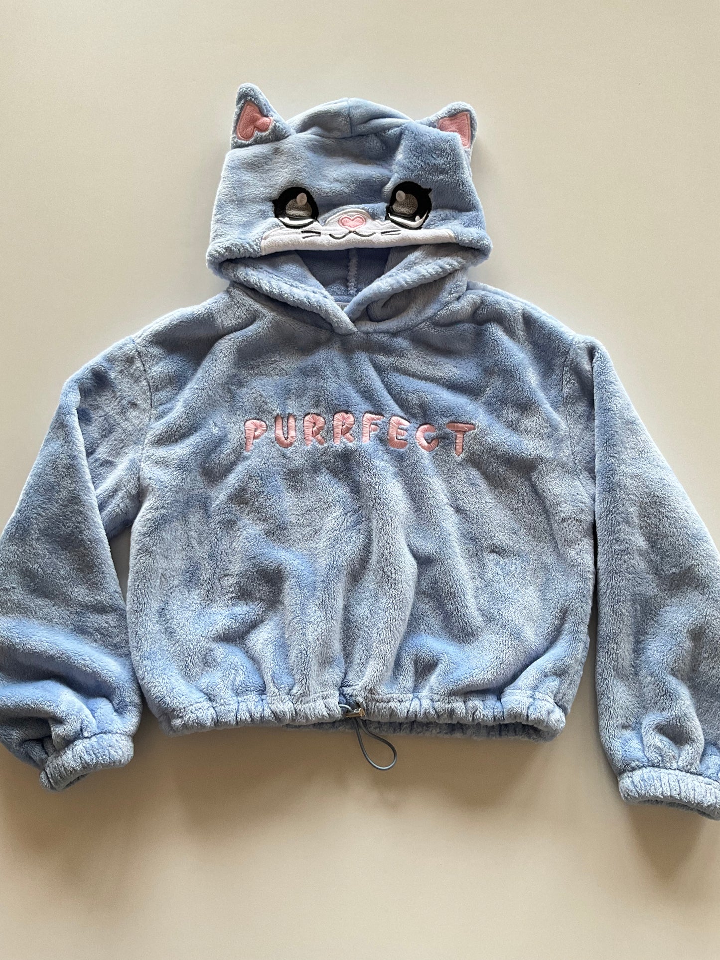 Fuzzy Blue Cat Hoodie