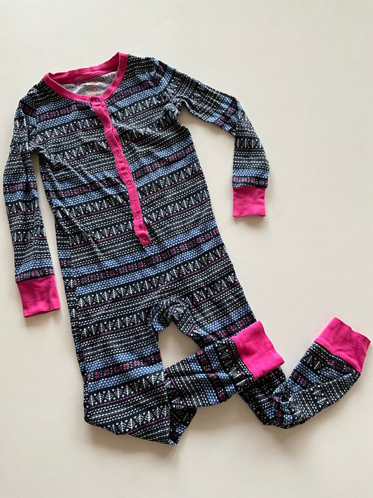 Blue & Pink Patterned Onesie Pajamas