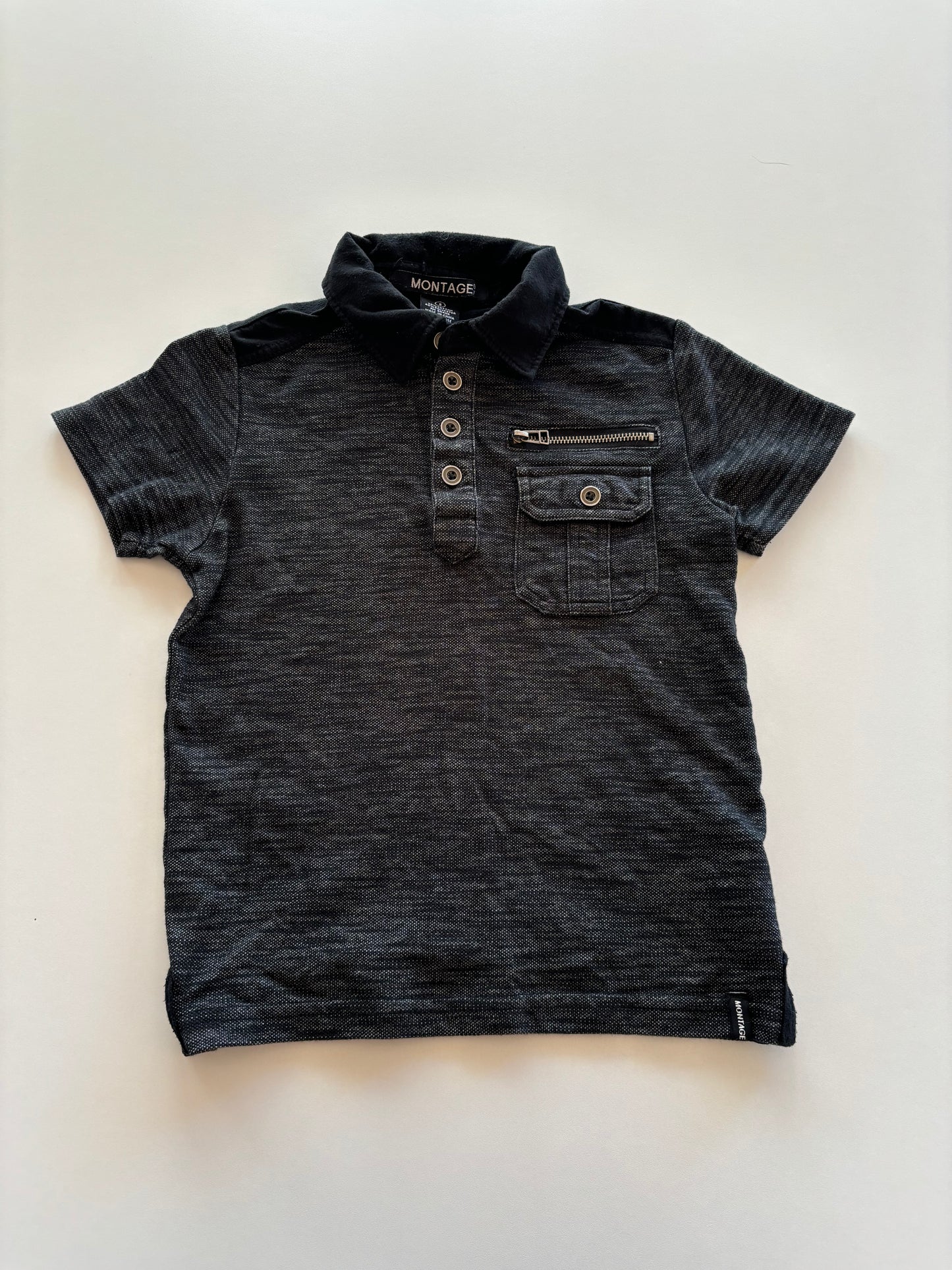 Black Melange Polo Tee