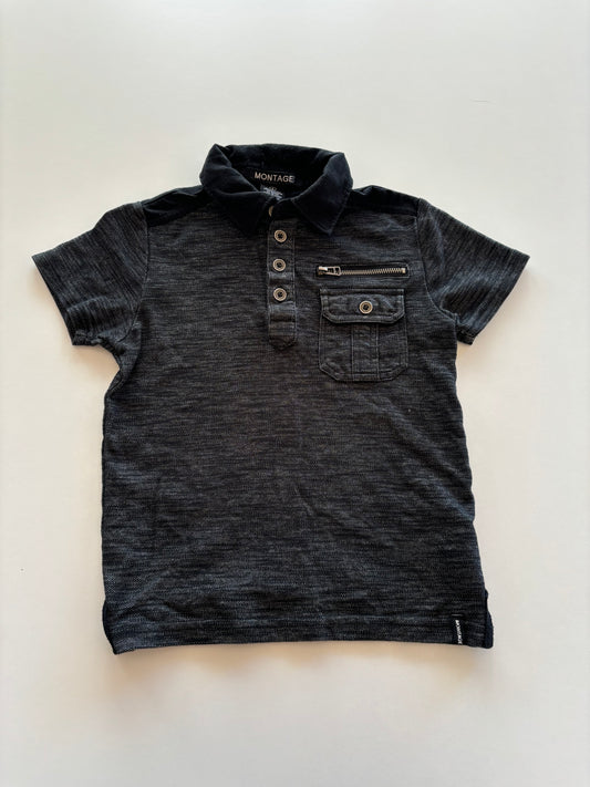 Black Melange Polo Tee