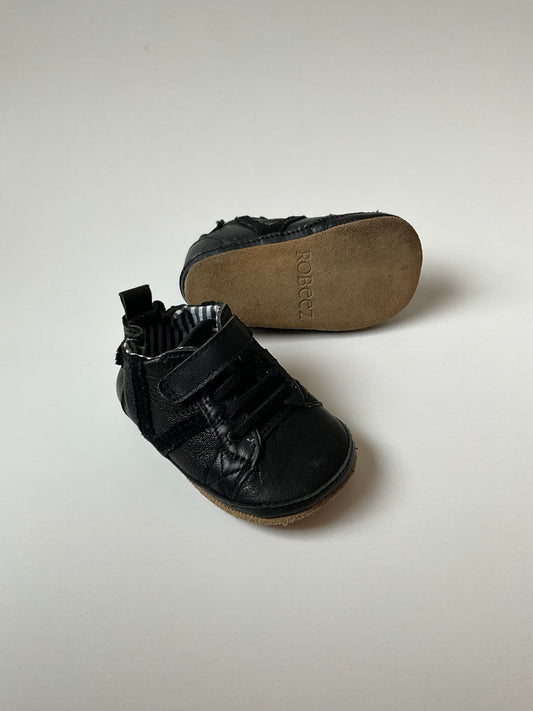 Black Leather Robeez Shoes