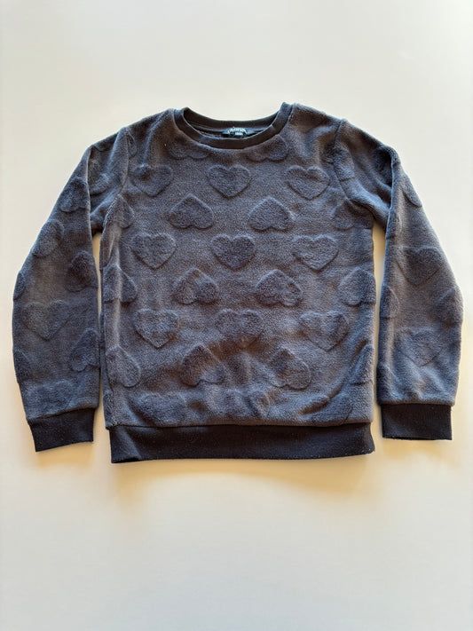 Black Fuzzy Heart Crewneck