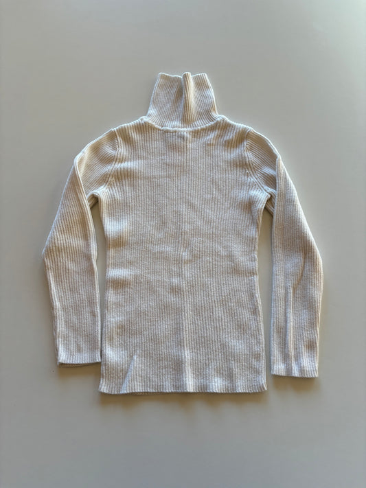 White Ribbed Turtleneck