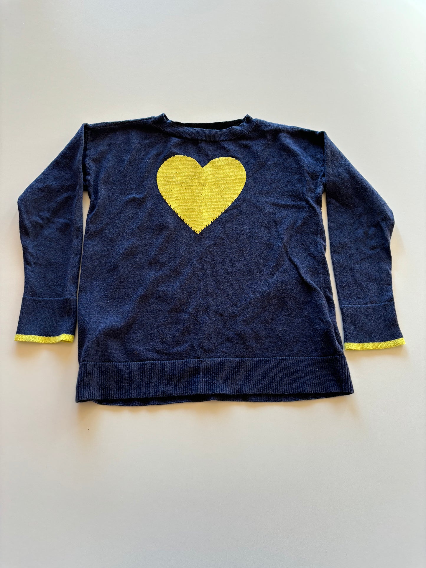 Navy Flip Sequin Heart Sweater