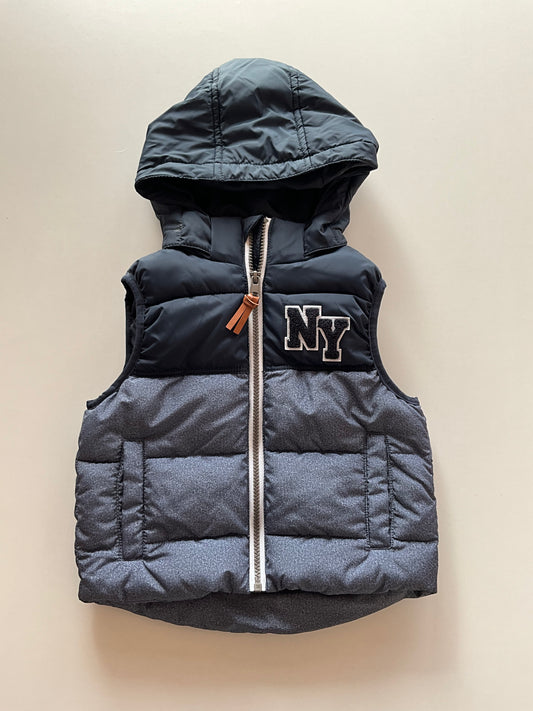 Blue Hooded Puffer Vest