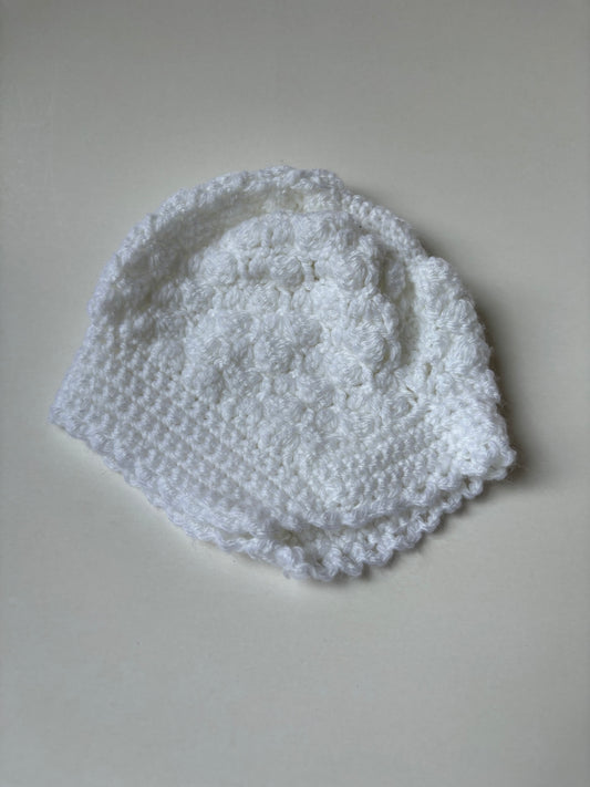 White Crocheted Bonnet