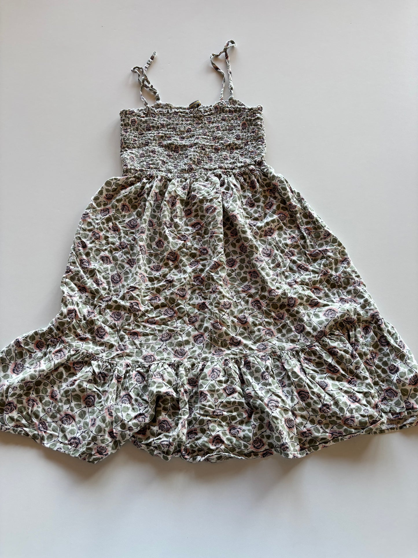 Green & Rose Tiered Dress