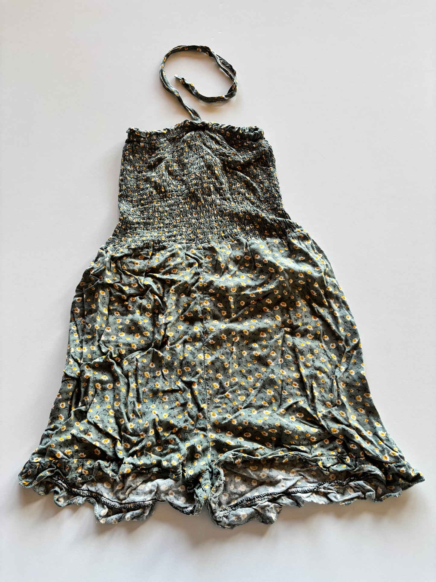 Green Floral Halter Romper