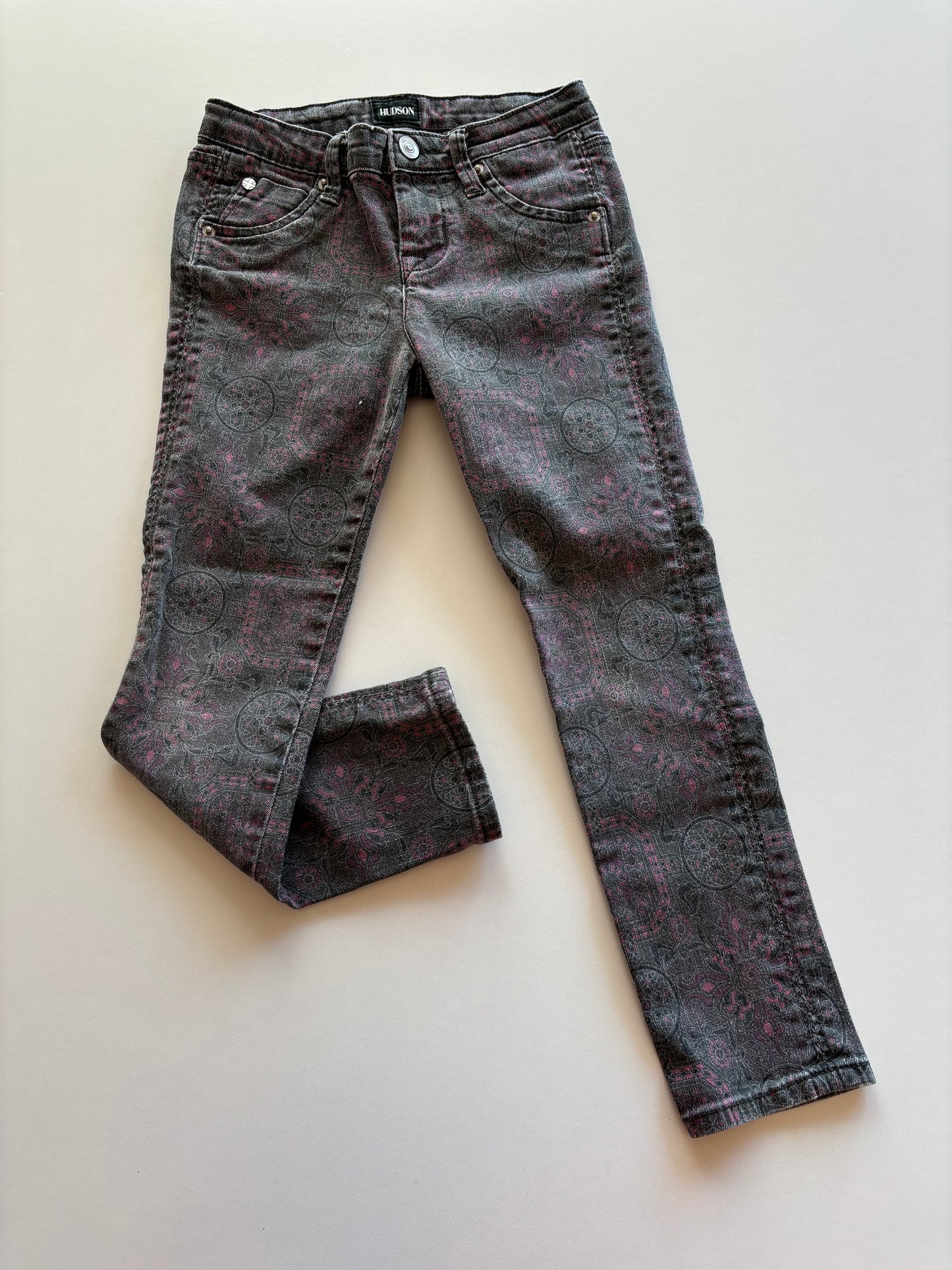 Charcoal & Purple Patterned Denim