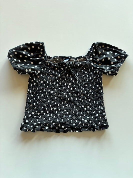 Black & White Polka Dot Cropped Shirt