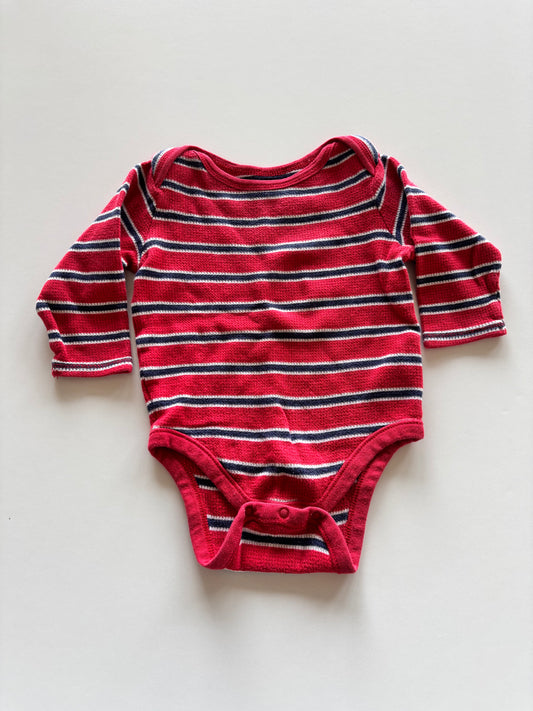 Red & Navy Striped Waffle Onesie