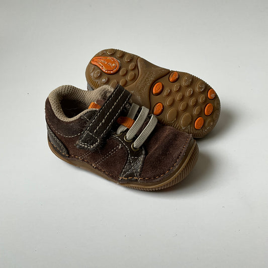 Brown Sneakers with Orange Accents