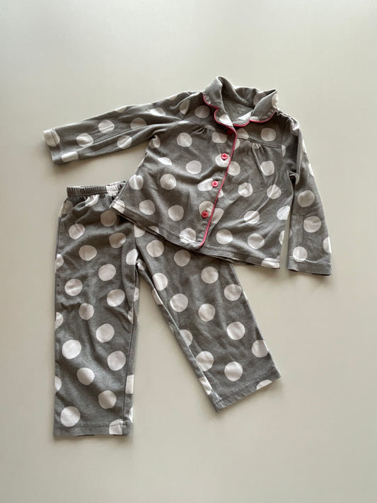 2pc Grey Polka Dot Pajamas