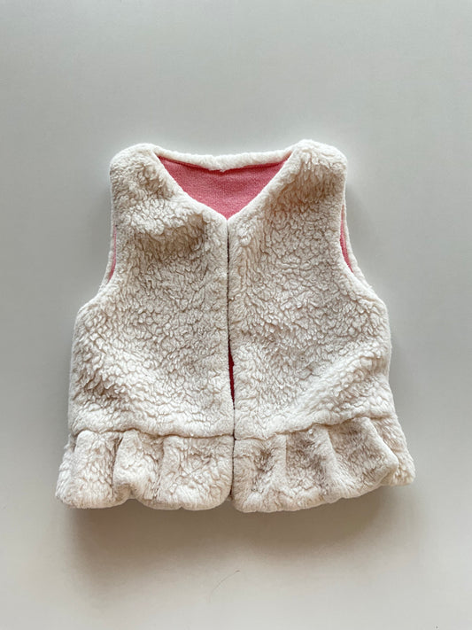 Fuzzy White Peplum Vest