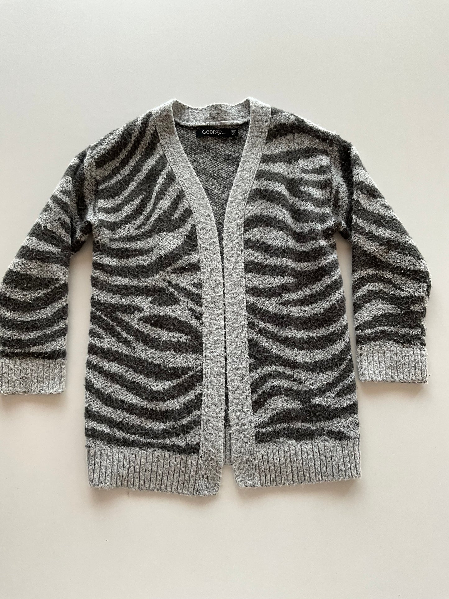 Grey Zebra Print Cardigan