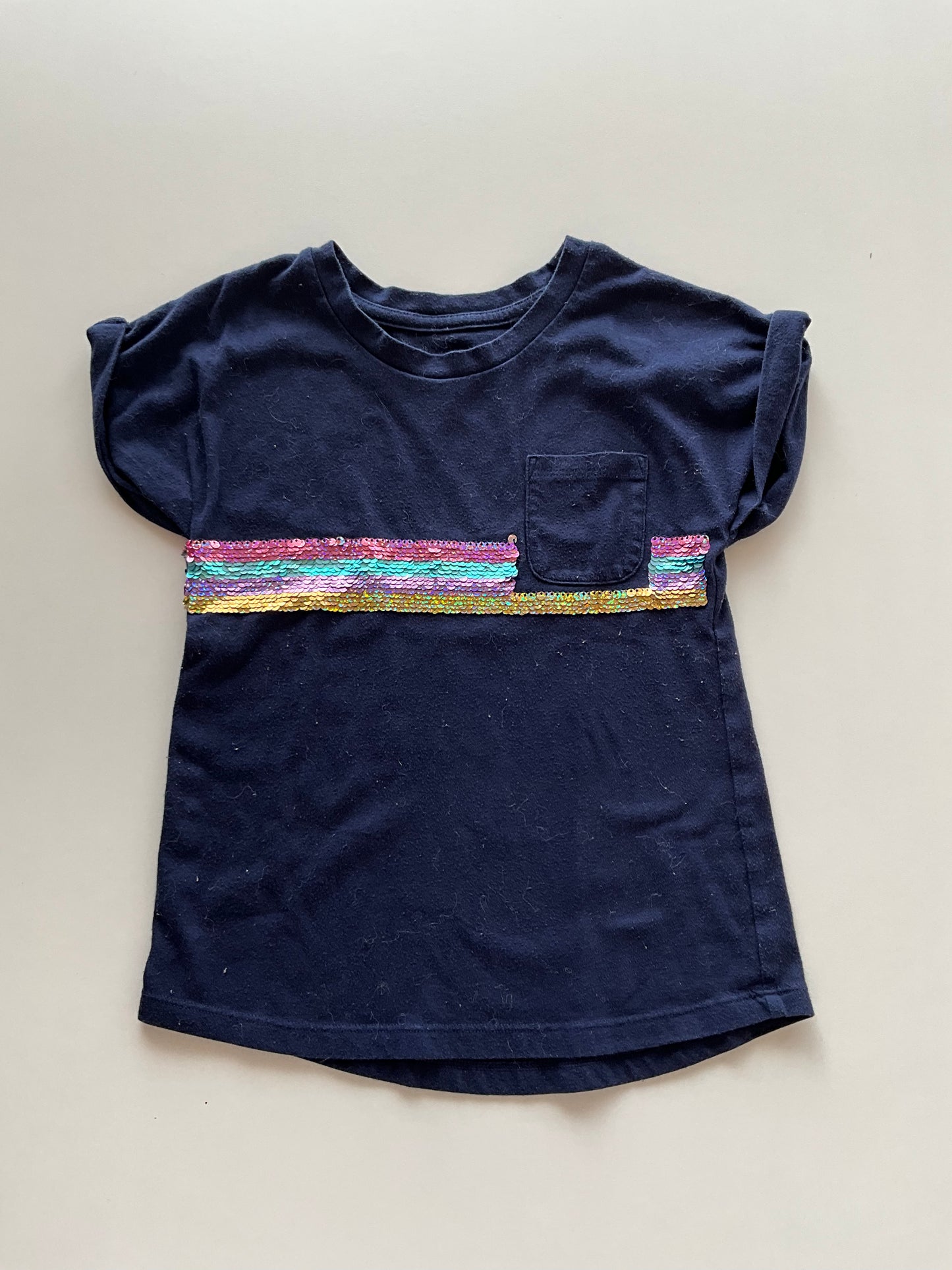 Navy Flip Sequin Pocket Tee