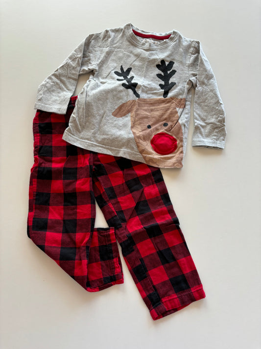 2pc Buffalo Plaid Reindeer Pajamas