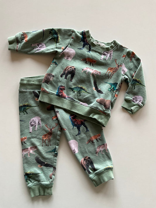 2pc Green Animals Leisure Suit