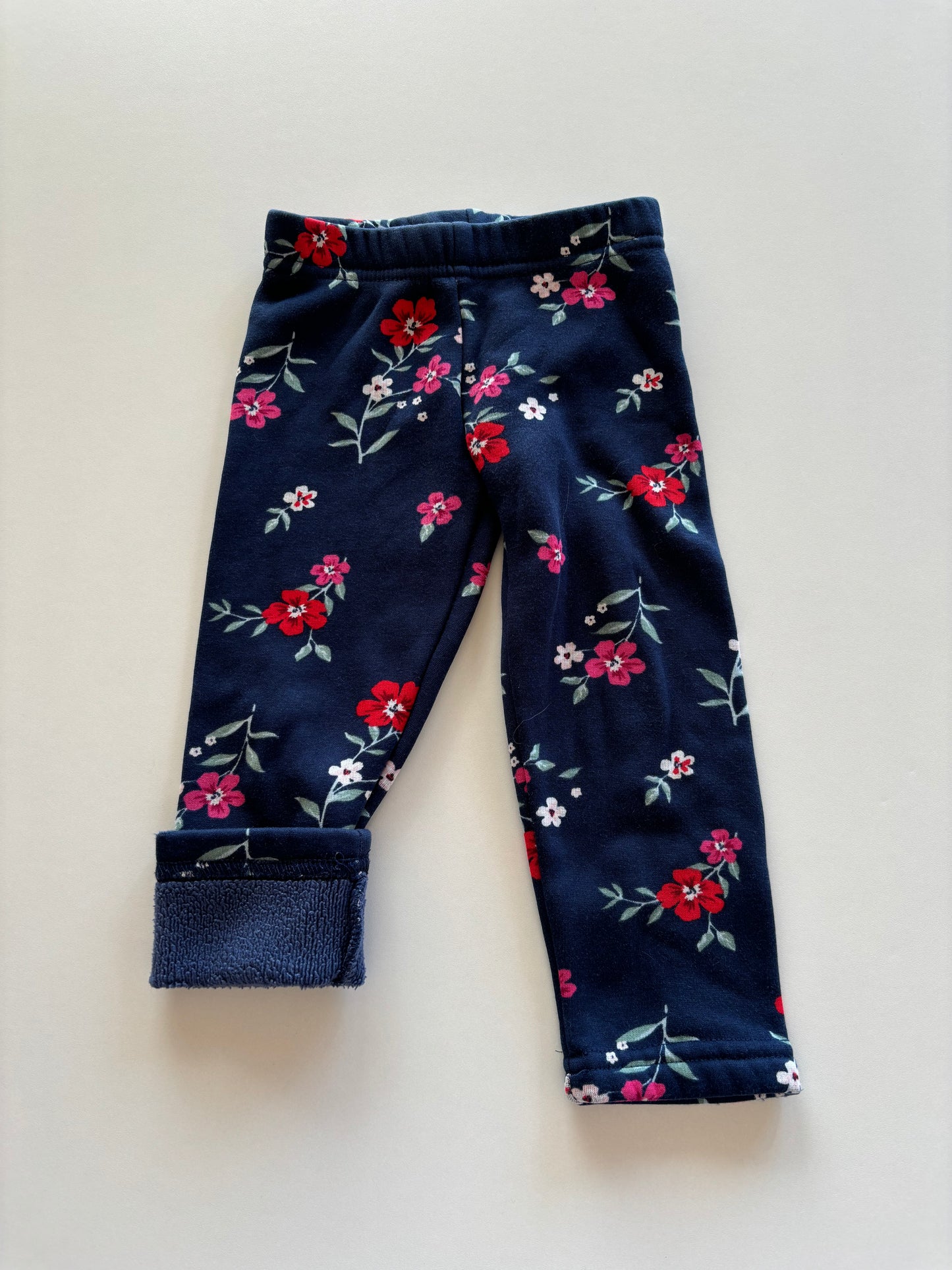 Navy Floral Fleece Lined Leggings