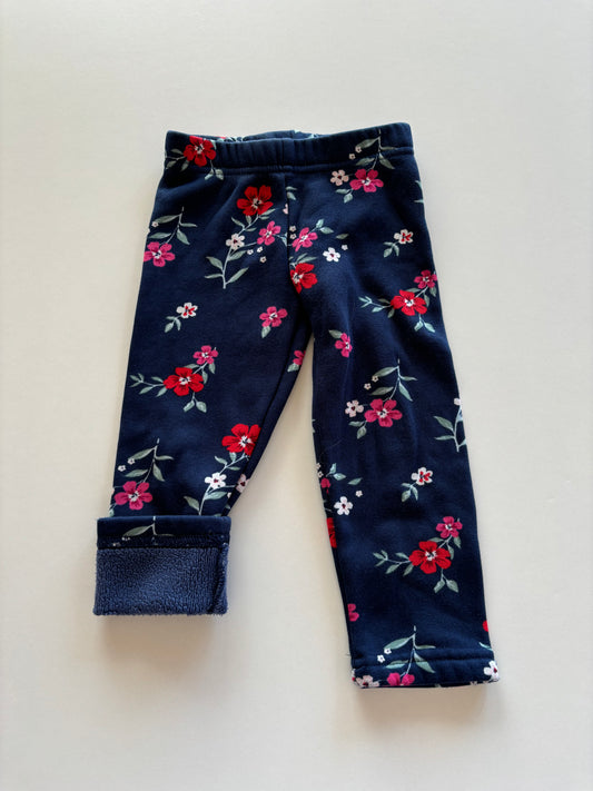Navy Floral Fleece Lined Leggings