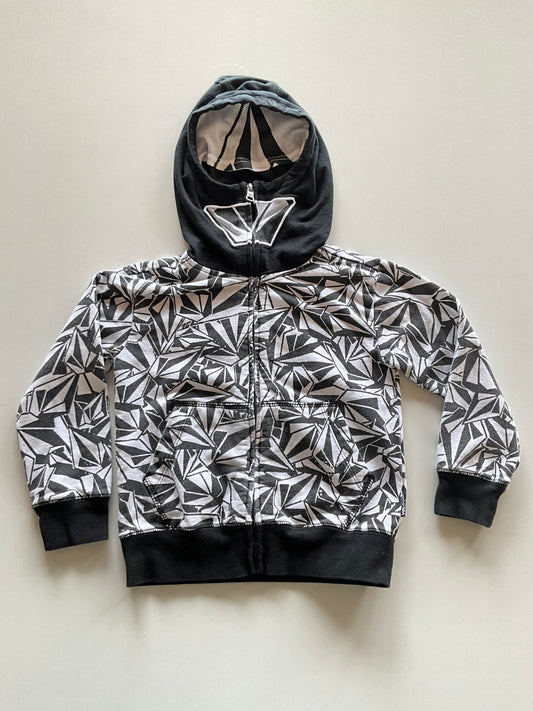 Black & White Zip Up Hoodie with Mask