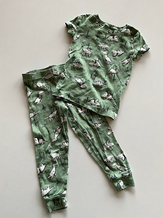 2pc Green Dinosaur Pajamas