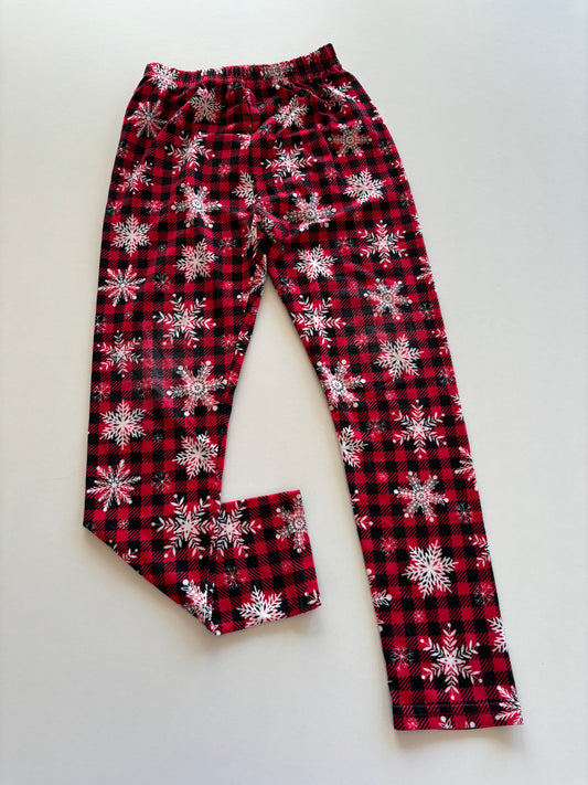 Snowflake Red & Black Plaid Leggings