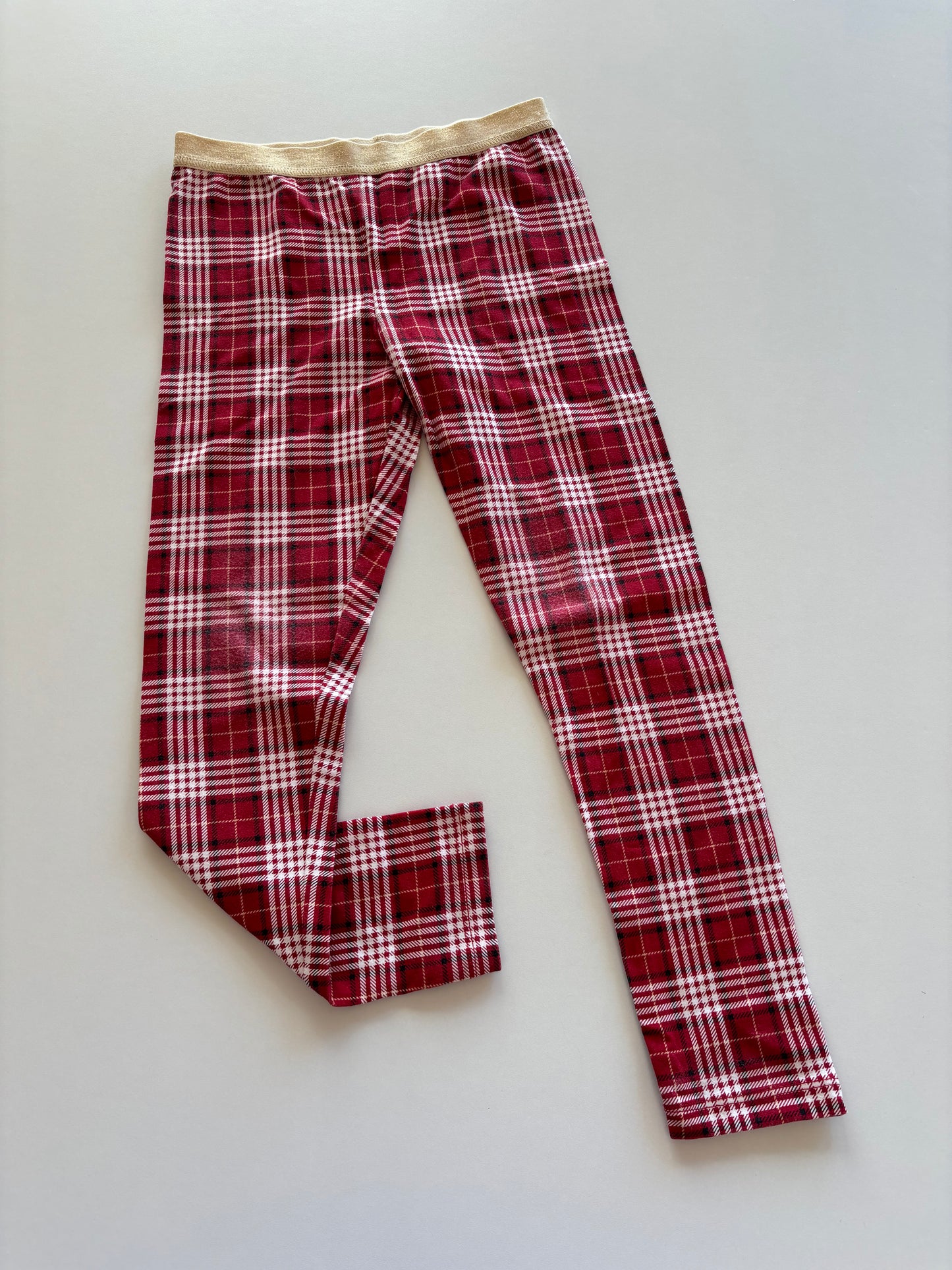 Red & White Plaid with Gold Leggings