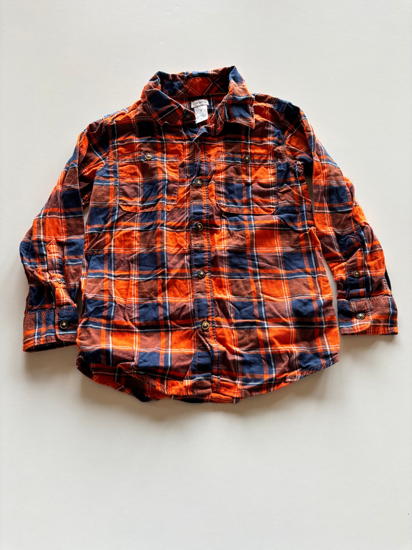 Orange & Blue Plaid Shirt