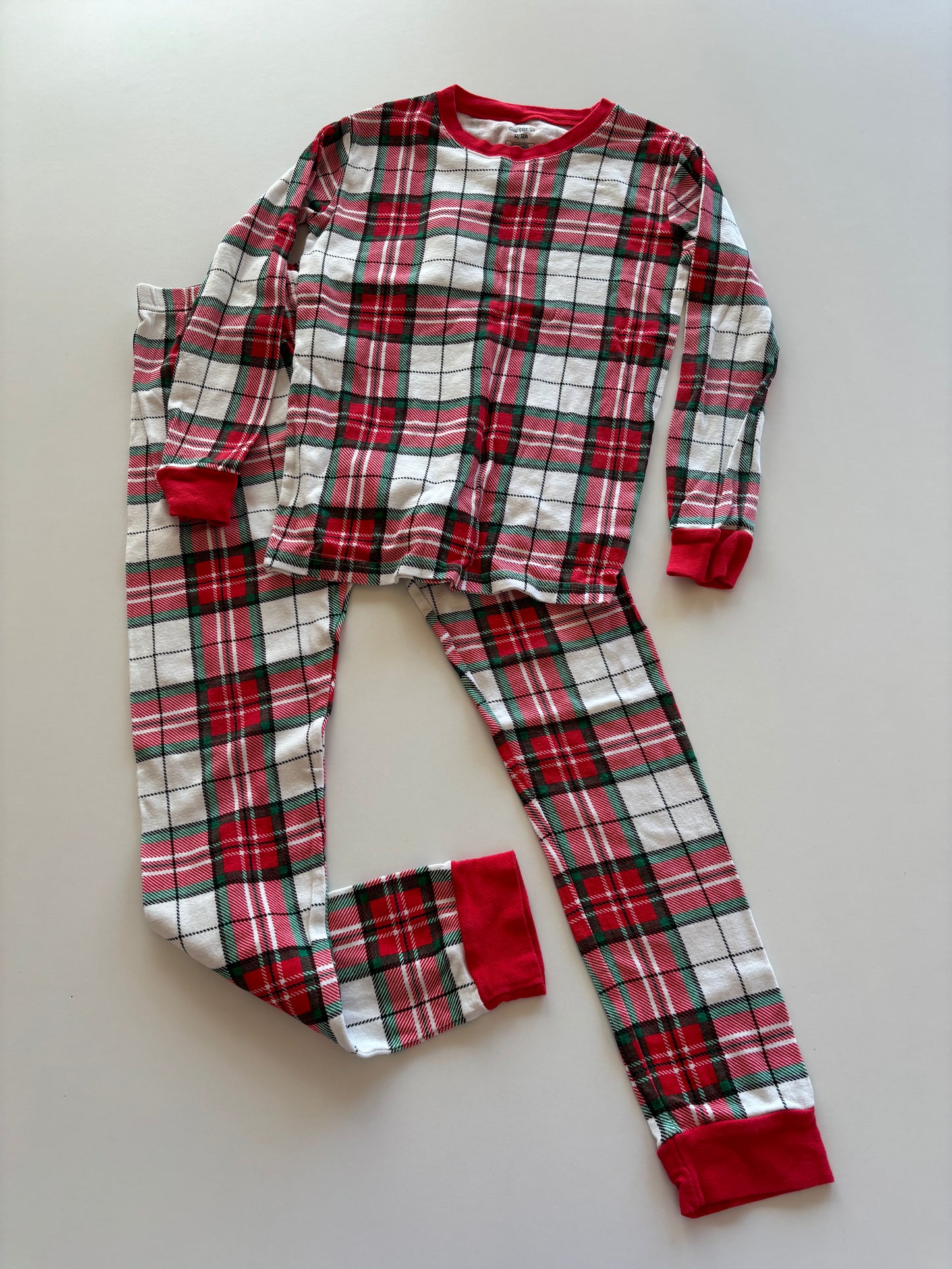 2pc White Christmas Plaid Pajamas