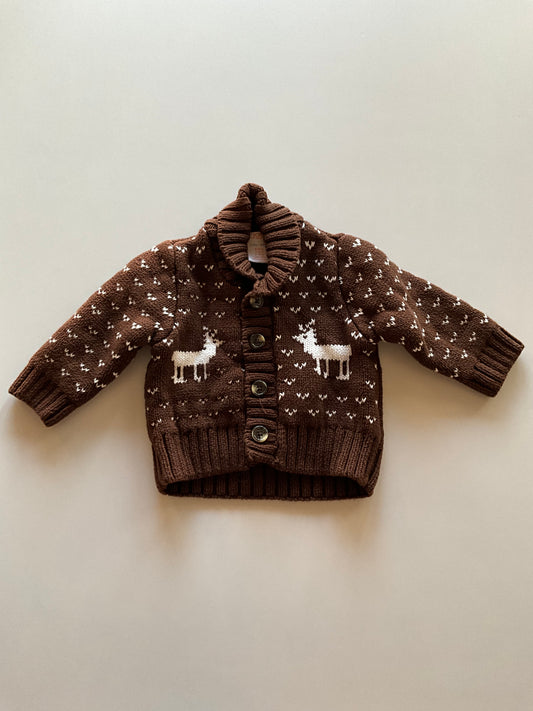 Brown Knit Reindeer Cardigan