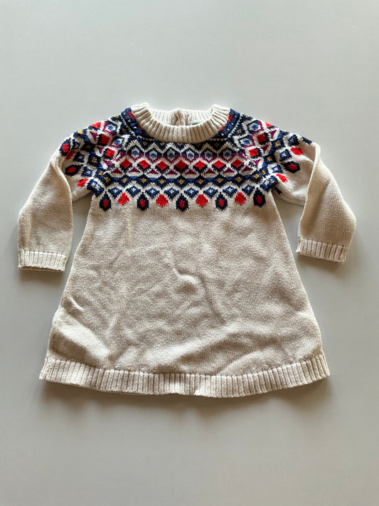 White Knit Fairisle Dress