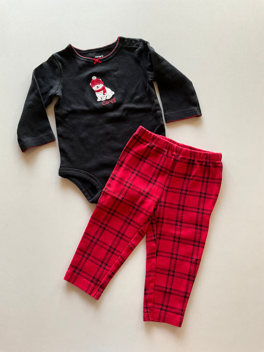 2pc Black & Red Plaid Set