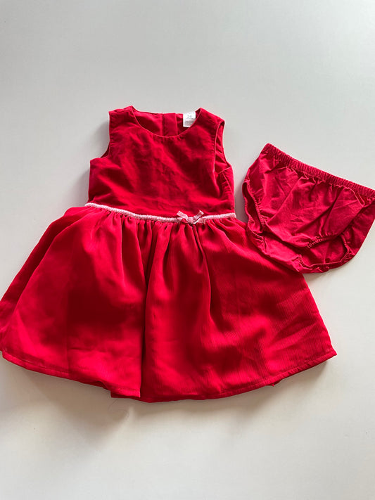 2pc Red Dress w/ Diaper Cover