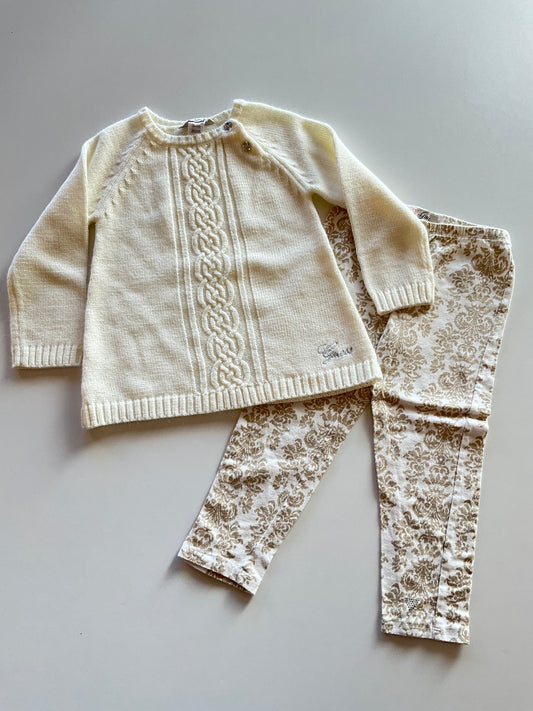 2pc Ivory & Gold Outfit