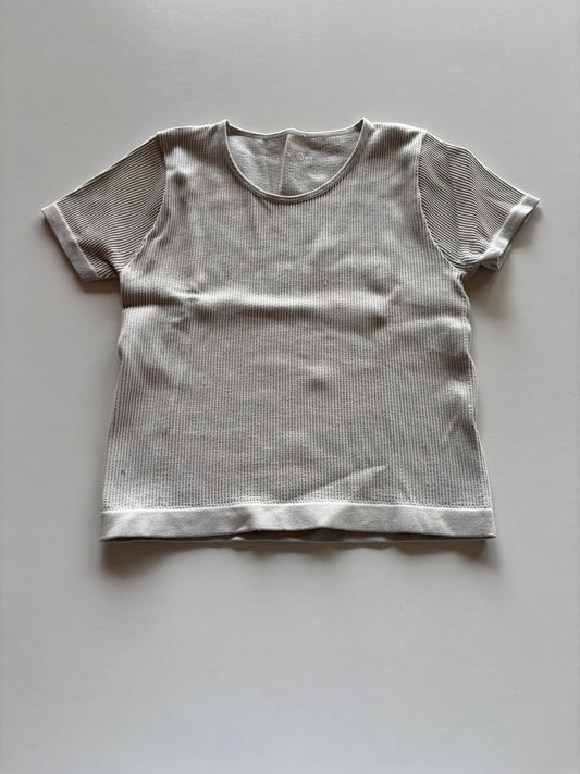 Grey Ribbed Cropped Tee