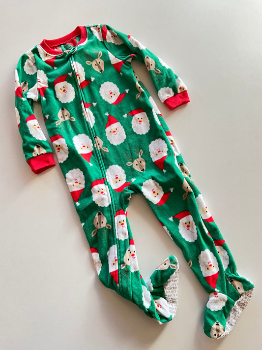 Green Santa & Reindeer Fleece Sleeper