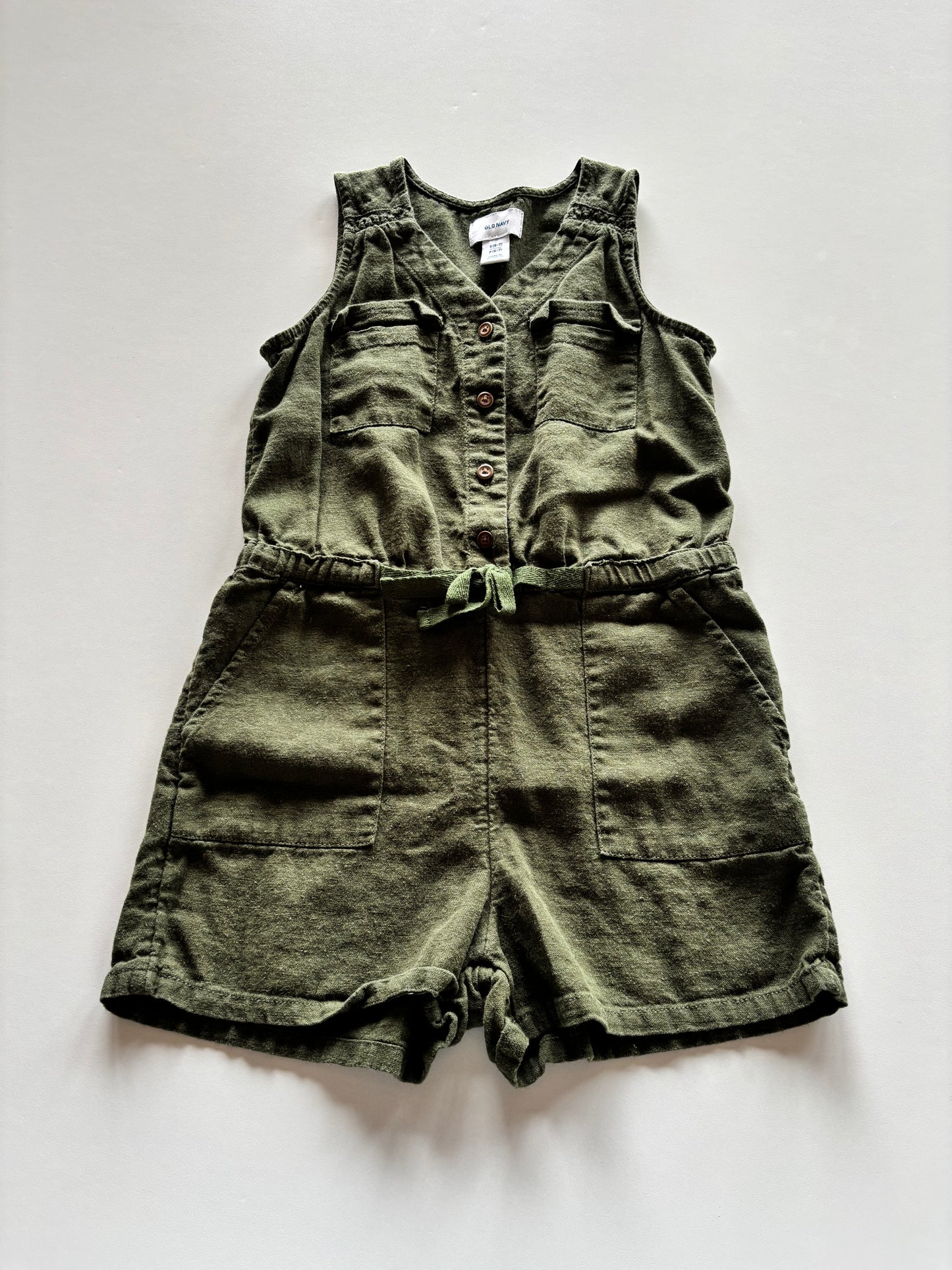 Olive Linen Romper