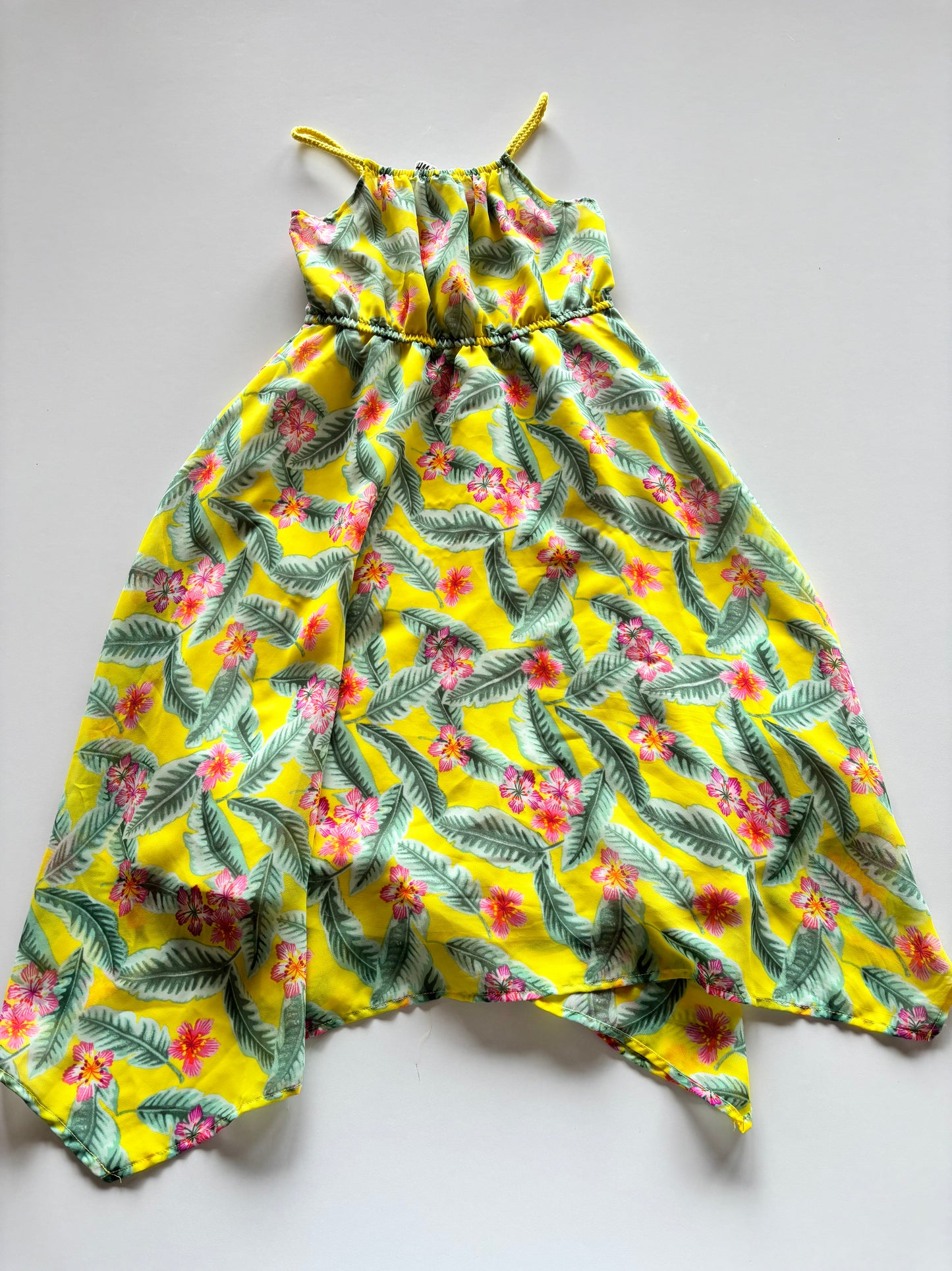 Yellow Tropical Asymmetrical Dress