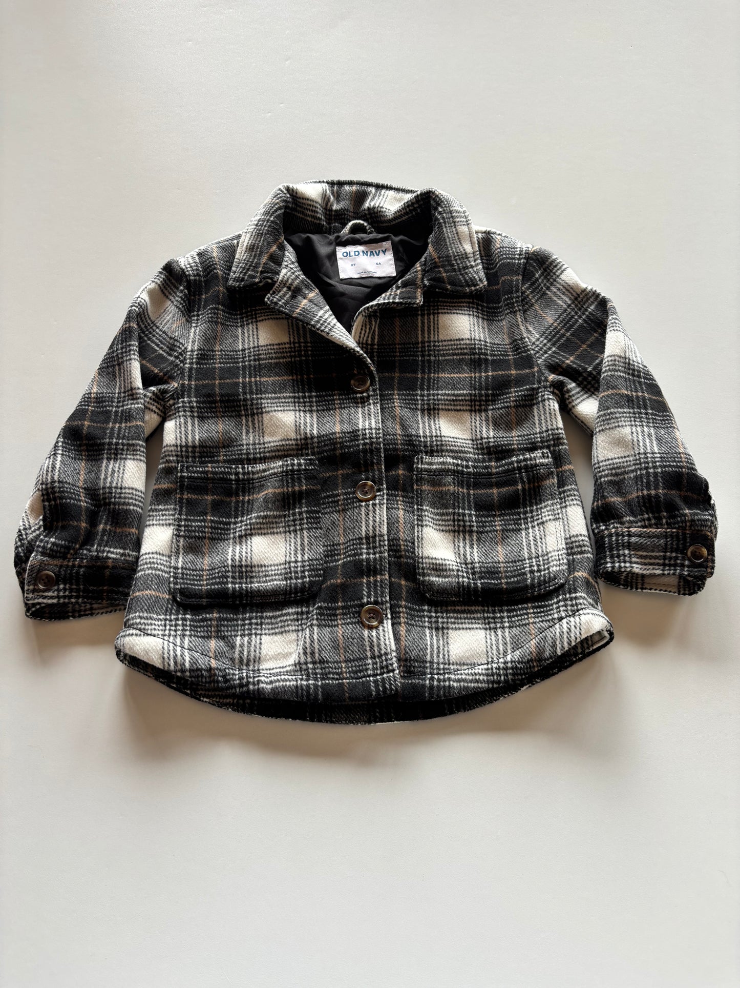 Black, White, & Brown Plaid Shacket